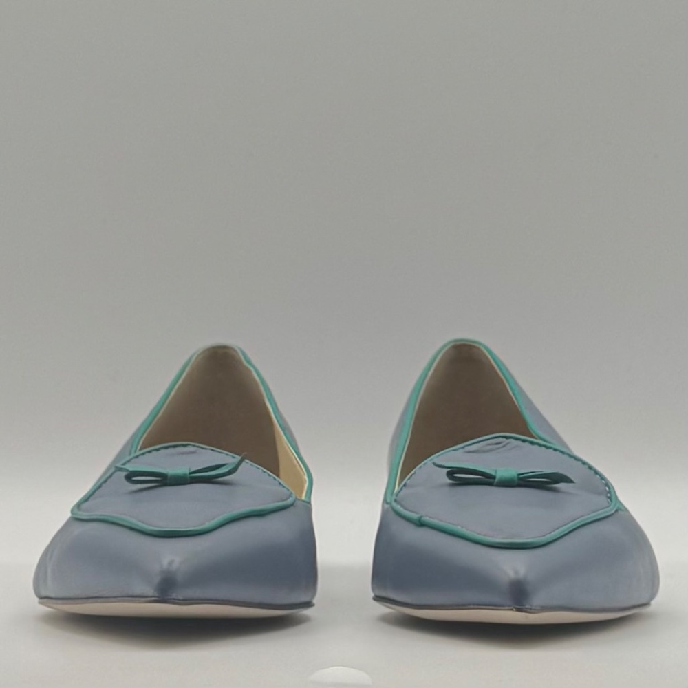 J. CREW Two-tone Pointed Toe Flats Contrast Bow & Piping, Periwinkle, Size 7 - Picture 6 of 11